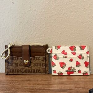 Juicy Couture Brown and Madden girl Strawberry Print Card Holders - lot of 2